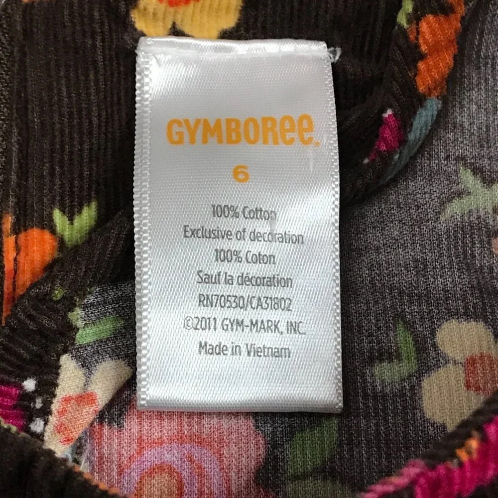 Gymboree 100% Cotton Corduroy Floral A-Line Dress Lightweight‎ Girl's Size 6